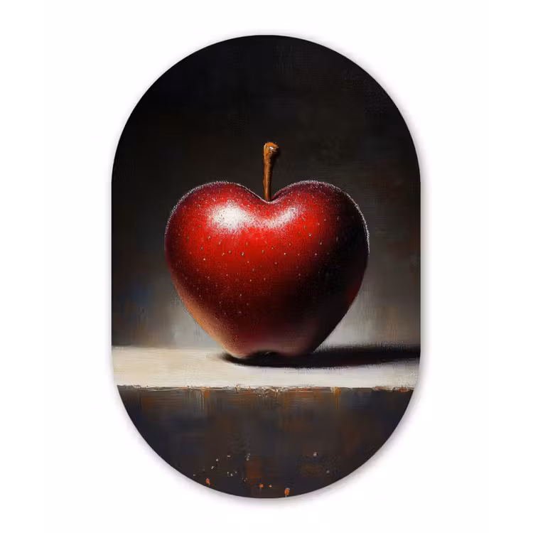 Apple - Hart - Rood Wandcirkel Ovaal Aluminium middel -3d