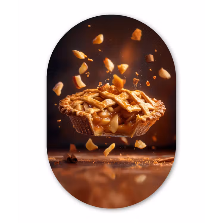 Appel - Taart - Warm - Eten Wandcirkel Ovaal Aluminium middel -3d