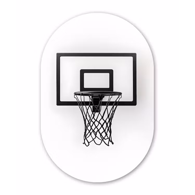 Basketbalbord - Minimalistisch - Zwart Wandcirkel Ovaal Aluminium middel -3d