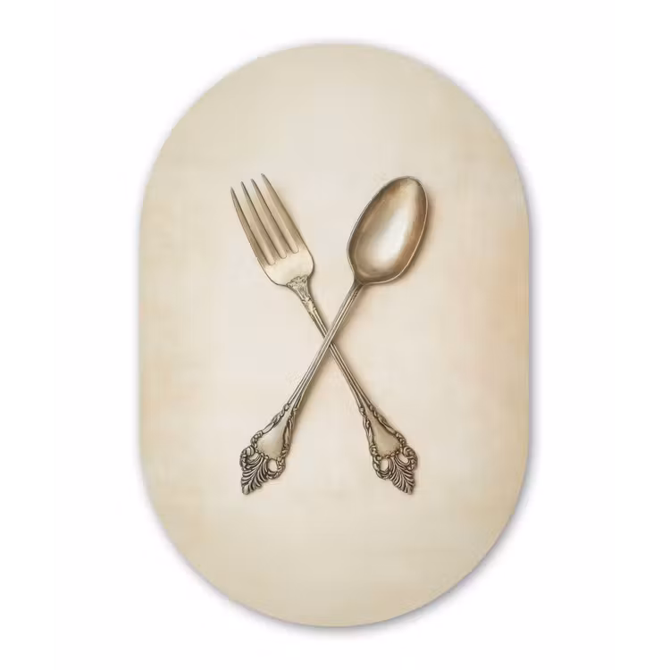 Beige - Vintage - Bestek Wandcirkel Ovaal Aluminium middel -3d