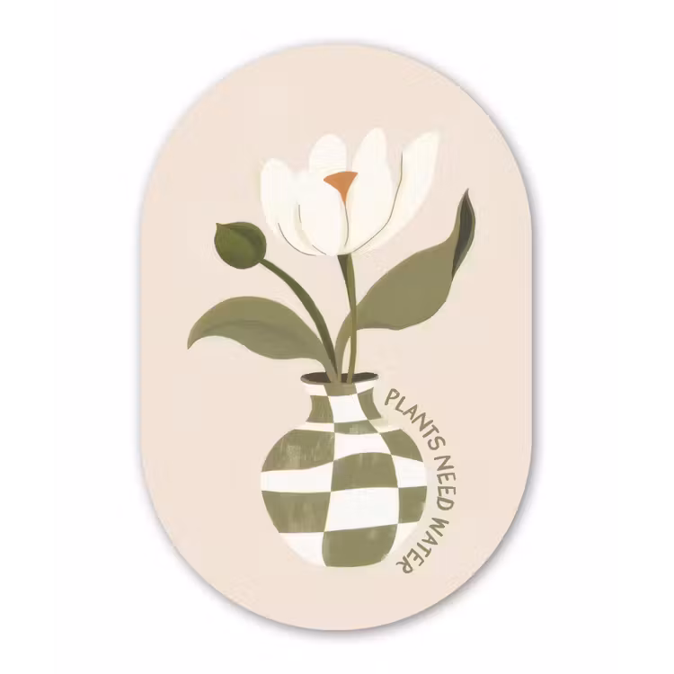 Bloem - Wit - Vaas - Quote Wandcirkel Ovaal Aluminium middel -3d