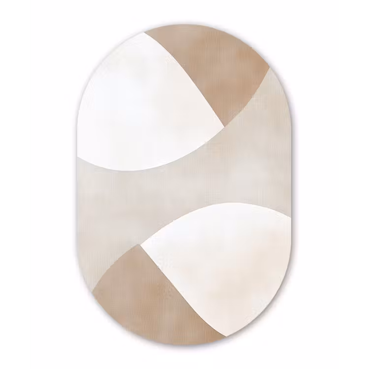Bruin - Japandi - Abstract Wandcirkel Ovaal Aluminium middel -3d