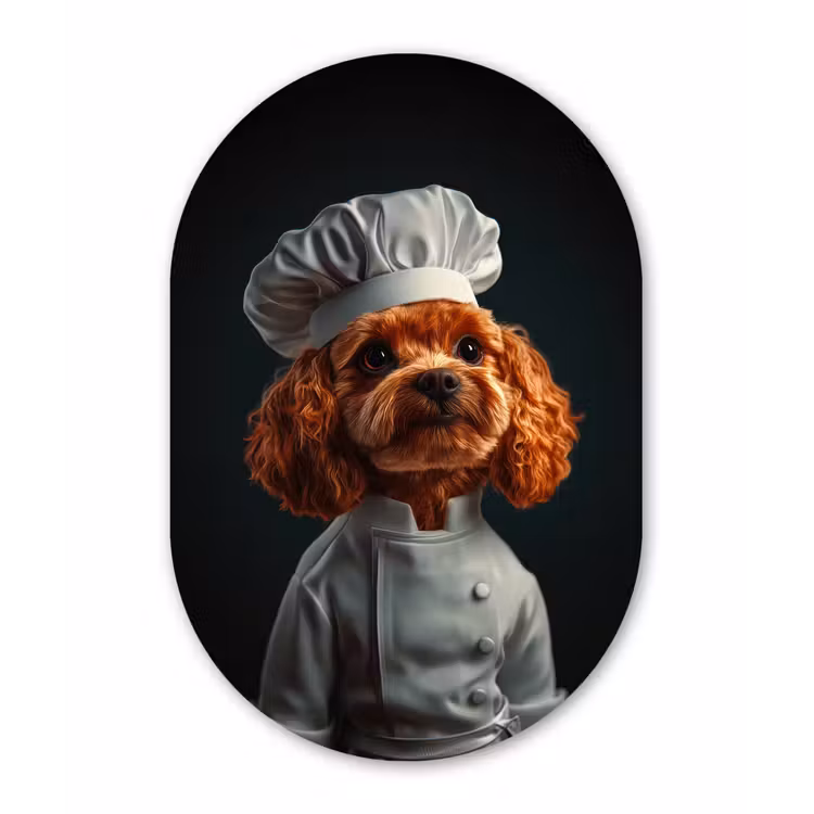 Bruin - Kok - Hondje Wandcirkel Ovaal Aluminium middel -3d