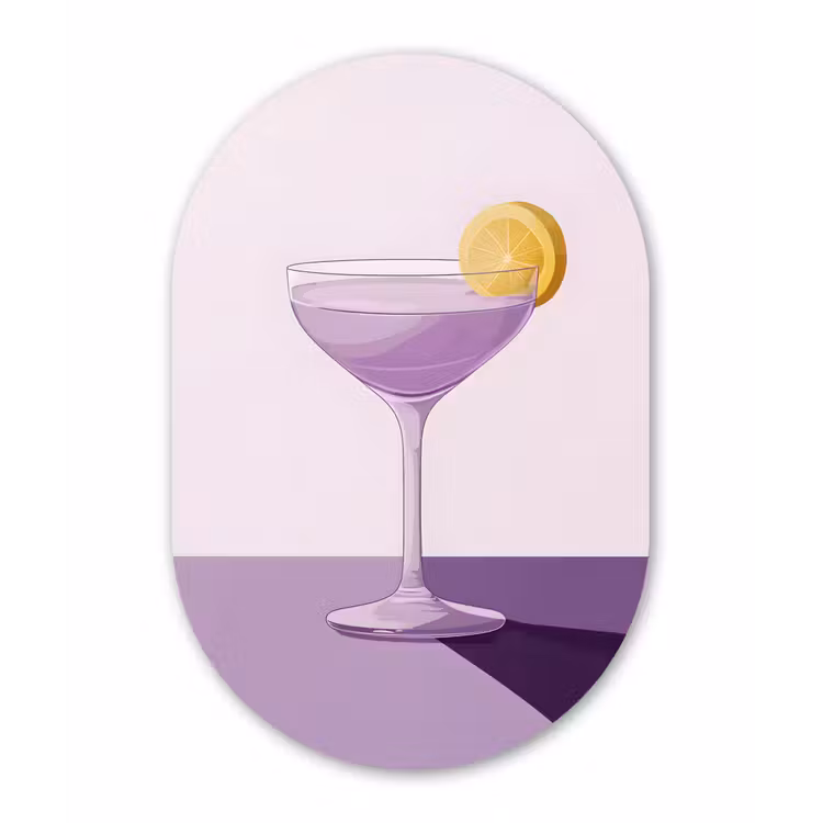 Cocktail - Paars - Minimalistisch - Citroen Wandcirkel Ovaal Aluminium middel -3d