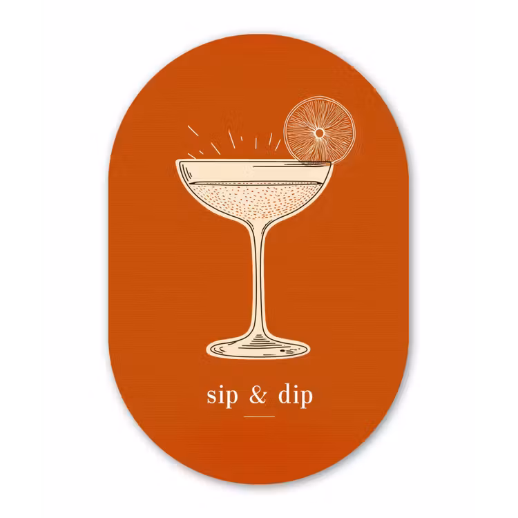 Cocktail - Oranje - Zomer - Quote Wandcirkel Ovaal Aluminium middel -3d