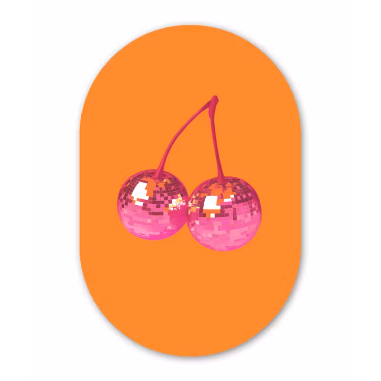 Discoballen - Kers - Spiegels - Roze Wandcirkel Ovaal Aluminium middel -3d