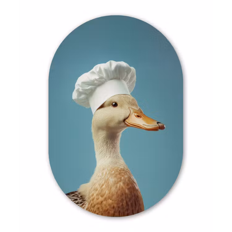 Eend - Koksmuts - Cute - Vogel Wandcirkel Ovaal Aluminium middel -3d