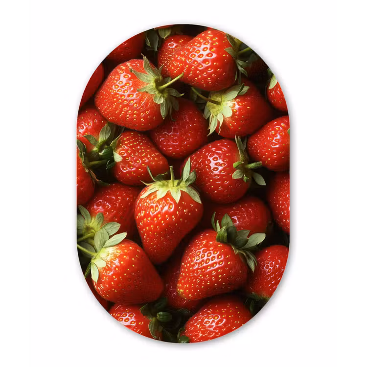 Aardbei - Fruit - Rood Wandcirkel Ovaal Aluminium middel -3d