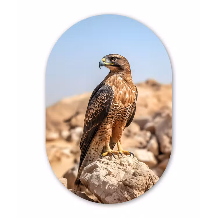 Valk - Vogel - Rots - Macht Wandcirkel Ovaal Aluminium middel -3d