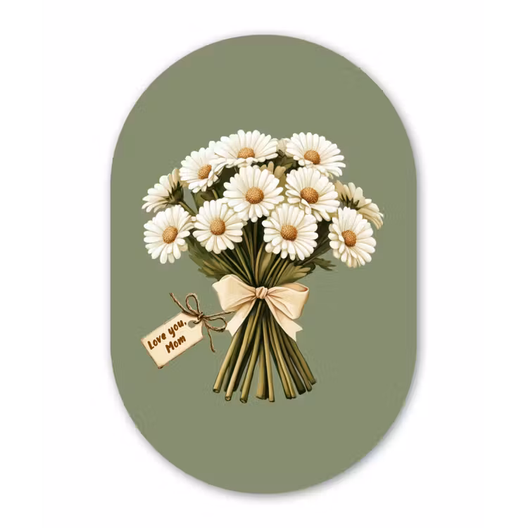 Lint - Boeket - Groen - Quote Wandcirkel Ovaal Aluminium middel -3d