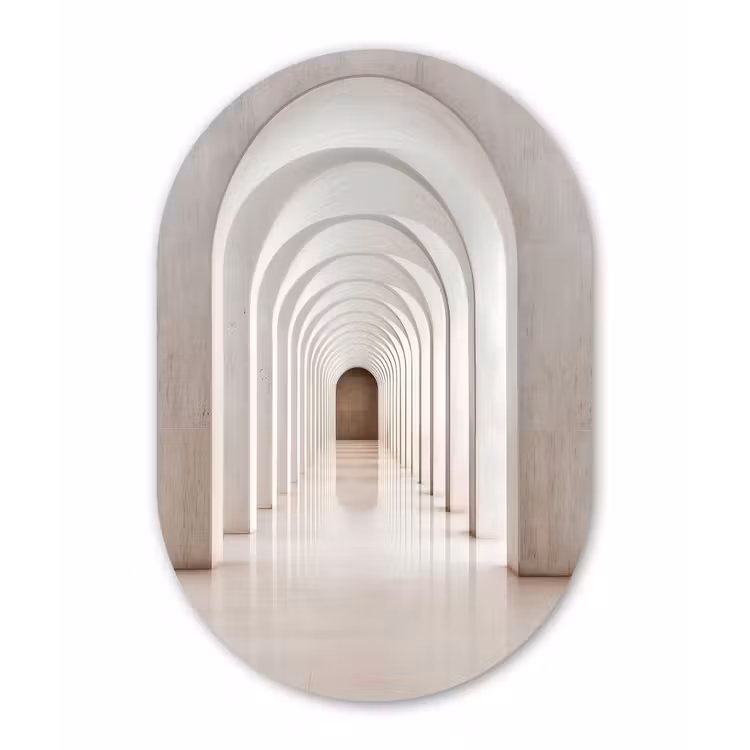 Hal - Bogen - Symmetrisch - Modern Wandcirkel Ovaal Aluminium middel -3d