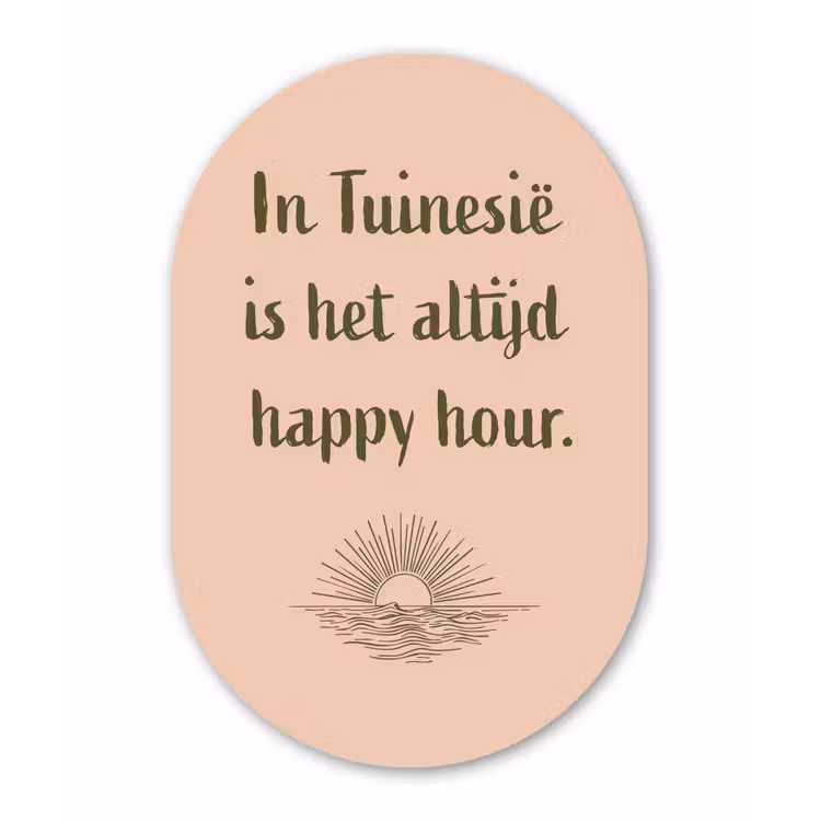 Tuin - Roze - Quote - Zon Wandcirkel Ovaal Aluminium middel -3d