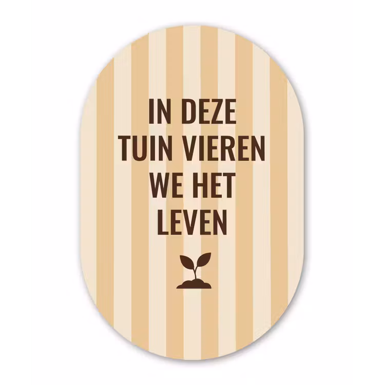 Tuin - Quote - Strepen - Zomer Wandcirkel Ovaal Aluminium middel -3d