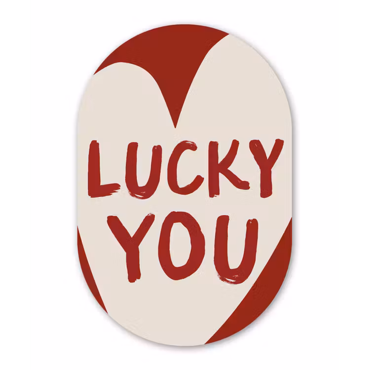 Lucky - Hart - Rood Wandcirkel Ovaal Aluminium middel -3d