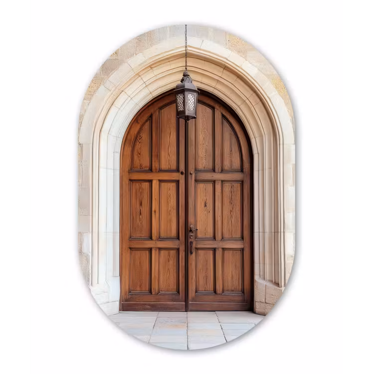 Houten - Deur - Lantaarn Wandcirkel Ovaal Aluminium middel -3d