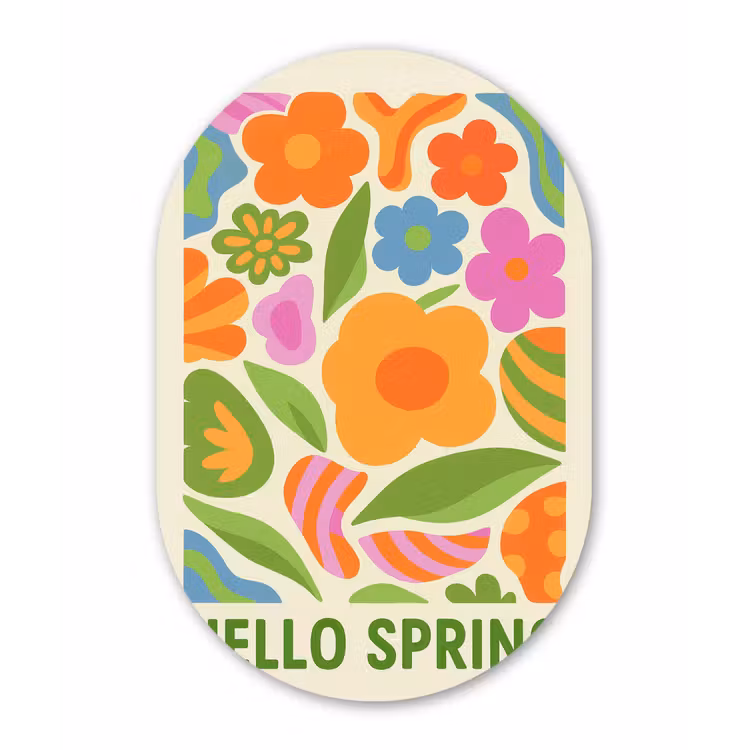 Illustratie - Bloemen - Quote - Kleurrijk Wandcirkel Ovaal Aluminium middel -3d