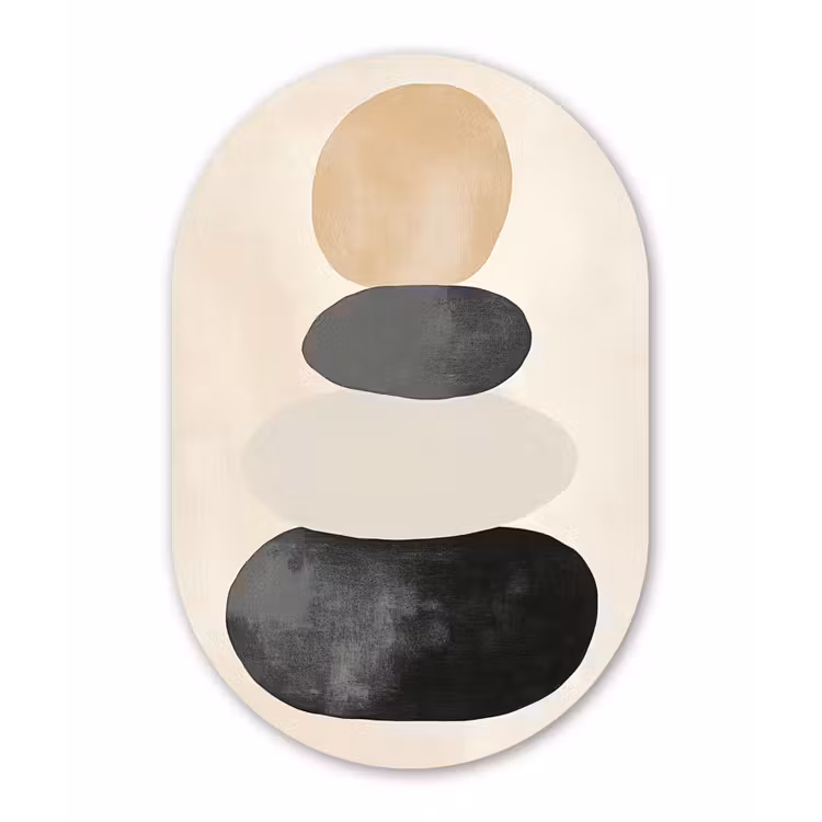 Japandi - Wabi sabi - Beige Wandcirkel Ovaal Aluminium middel -3d