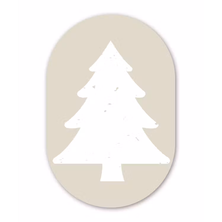 Japandi - Kerstboom - Beige - Kerstversiering Wandcirkel Ovaal Aluminium middel -3d