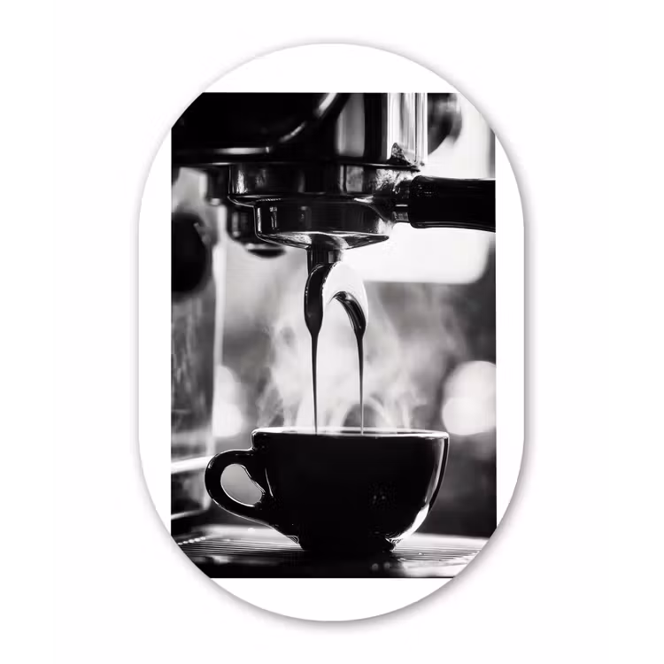 Coffee - Espresso - Koffiemachine - Kop Wandcirkel Ovaal Aluminium middel -3d