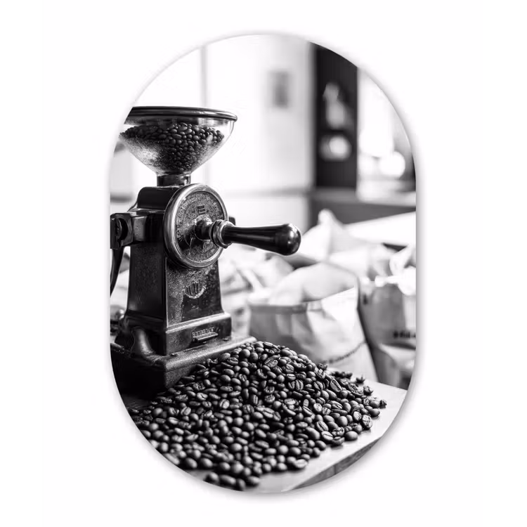 Koffiemolen - Gemalen - Vintage Wandcirkel Ovaal Aluminium middel -3d