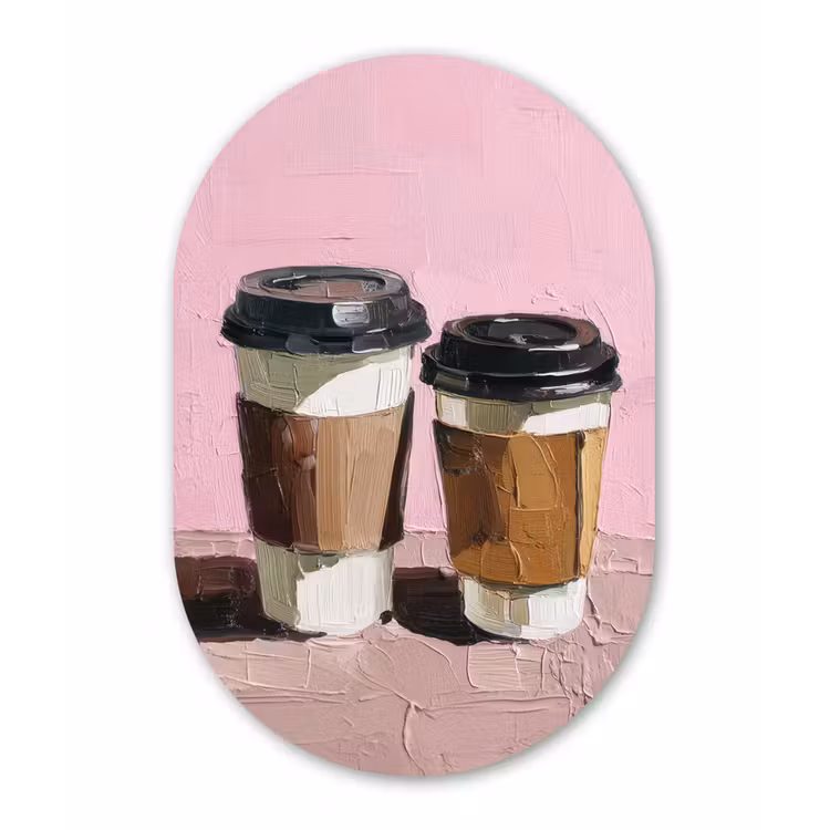 Koffiebekers - Deksel - Verf - Textuur Wandcirkel Ovaal Aluminium middel -3d