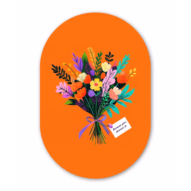 Kaartje - Boeket - Bloemen Wandcirkel Ovaal Aluminium middel -3d