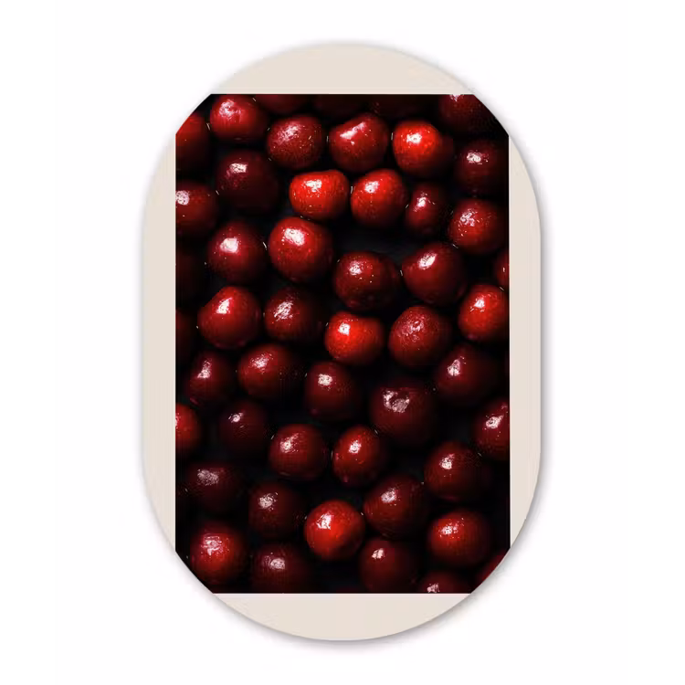 Kersen - Rood Wandcirkel Ovaal Aluminium middel -3d
