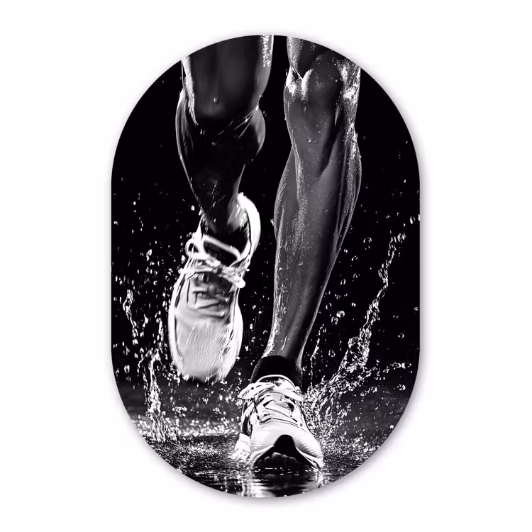 Hardloopschoenen - Rennen - Druppels - Zwart Wandcirkel Ovaal Aluminium middel -3d