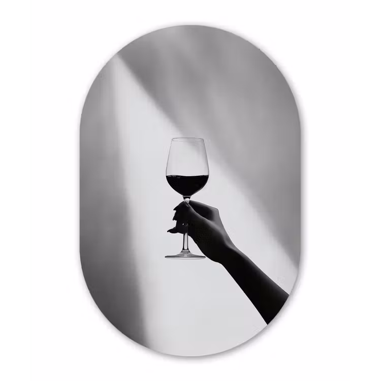 Lichtinval - Wijn - Rood - Glas Wandcirkel Ovaal Aluminium middel -3d