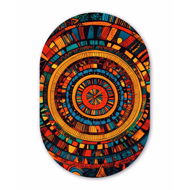Mandala - Cirkels - Patronen Wandcirkel Ovaal Aluminium middel -3d