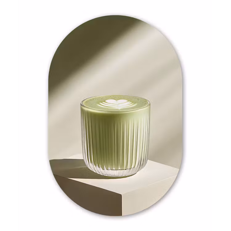 Matcha - Glas - Groen - Minimalistisch Wandcirkel Ovaal Aluminium middel -3d