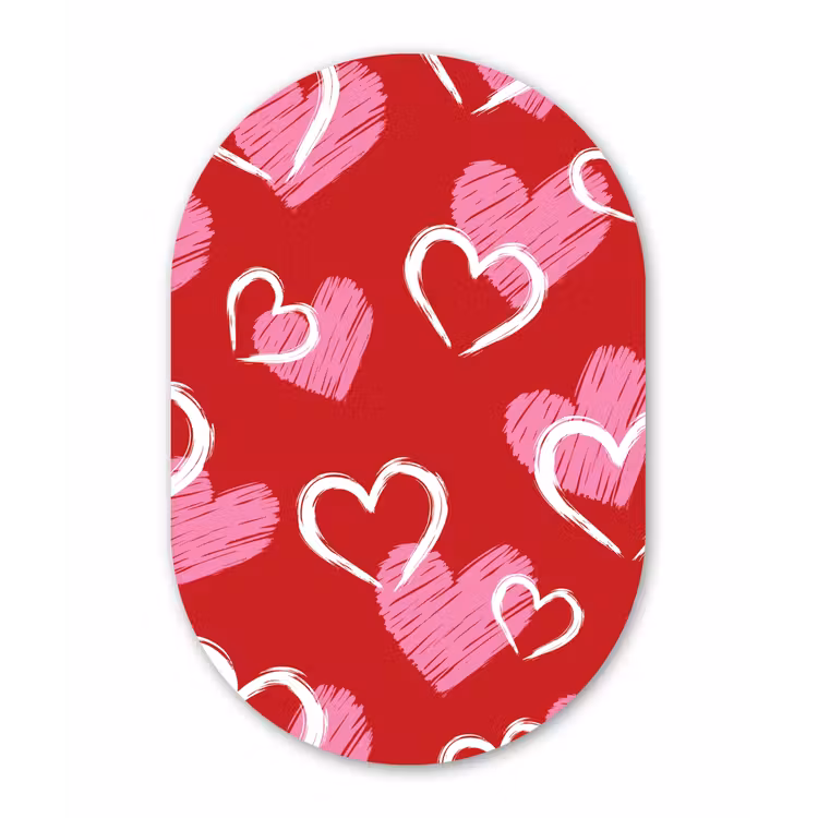 Patroon - Hartjes - Roze - Valentijn Wandcirkel Ovaal Aluminium middel -3d