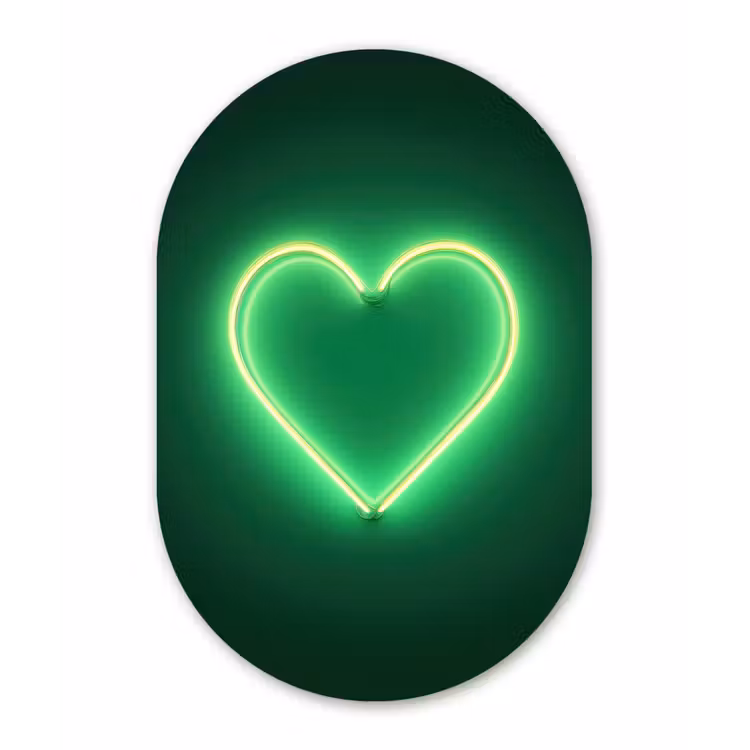 Neon - Groen - Licht Wandcirkel Ovaal Aluminium middel -3d
