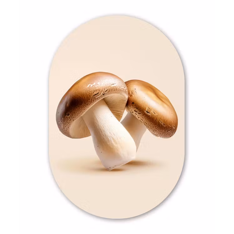 Champignons - Zacht - Beige Wandcirkel Ovaal Aluminium middel -3d