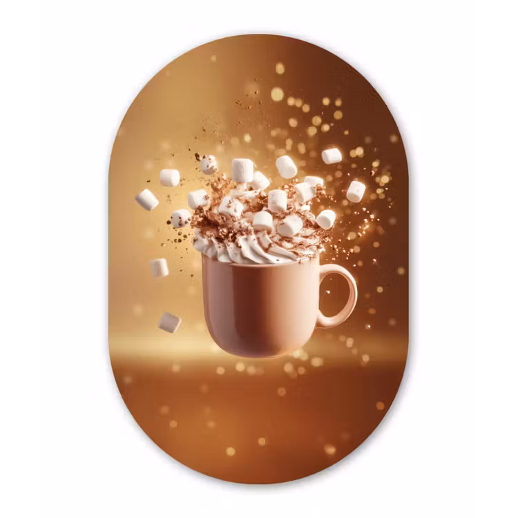Chocomelk - Drinken - Warm - Bruin Wandcirkel Ovaal Aluminium middel -3d