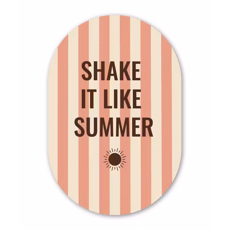 Zomer - Quote - Strepen Wandcirkel Ovaal Aluminium middel -3d