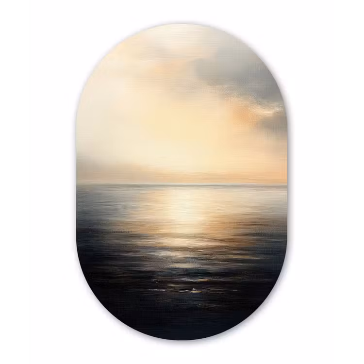 Zon - Horizon - Zee Wandcirkel Ovaal Aluminium middel -3d