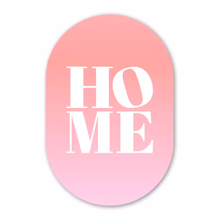 Home - Letters - Groot - Roze Wandcirkel Ovaal Aluminium middel -3d