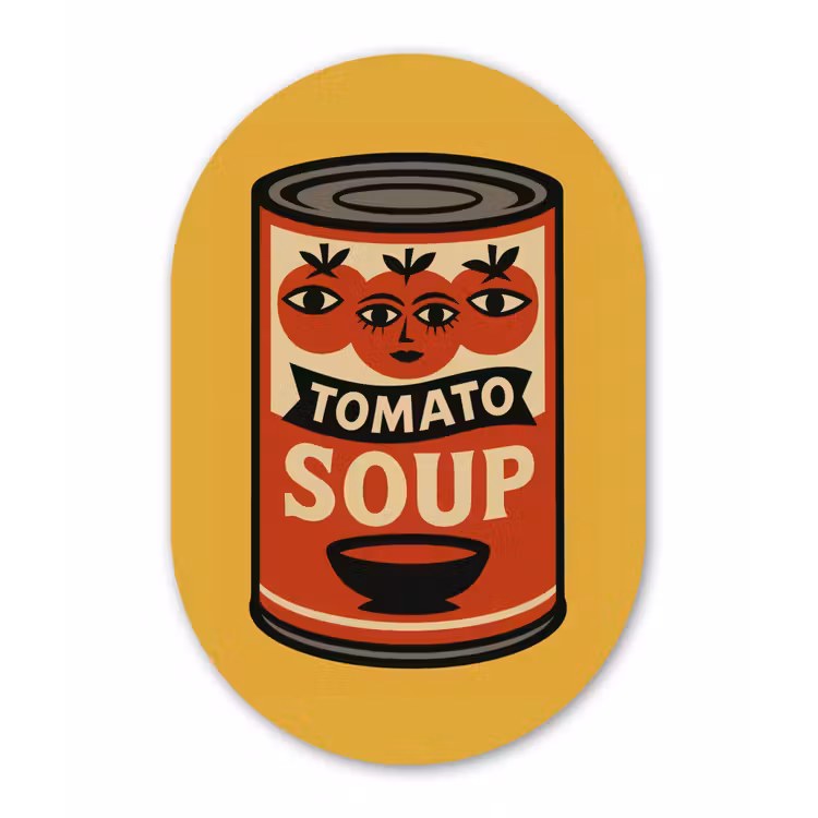 Tomatensoep - Gezichtje - Illustratie - Rood Wandcirkel Ovaal Aluminium middel -3d