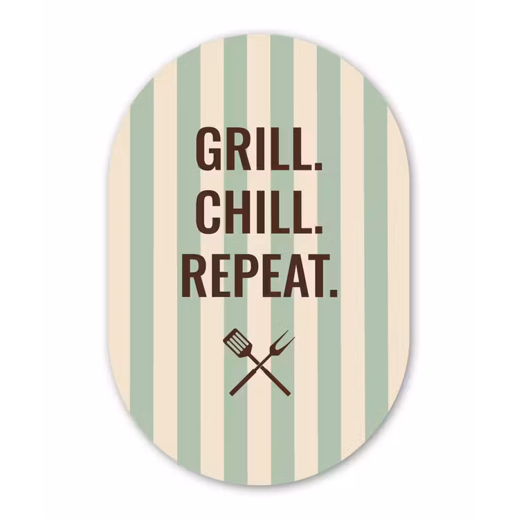Quote - Strepen - Grill Wandcirkel Ovaal Aluminium middel -3d