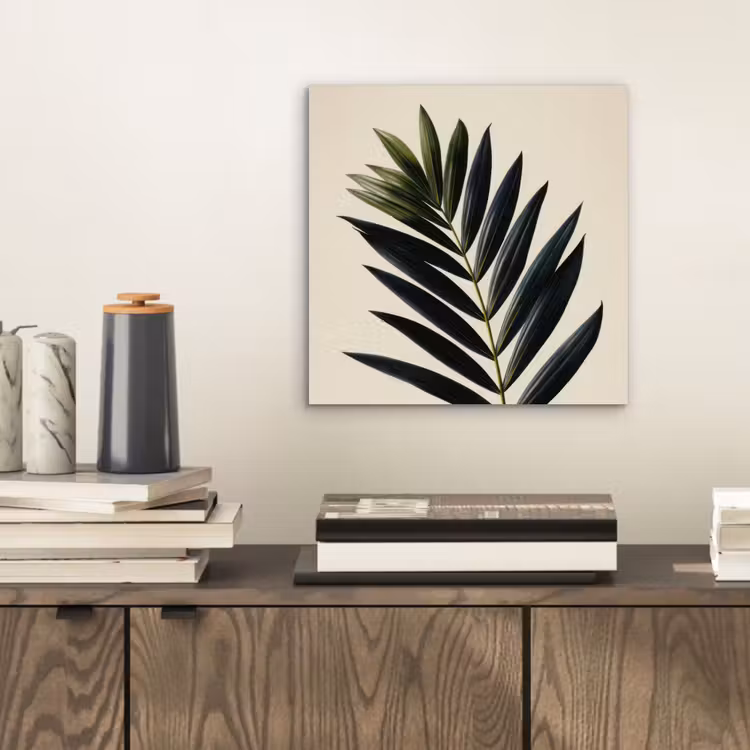 Palmblad - Donkere bladen - Subtiel aluminium wit klein -sfeer1