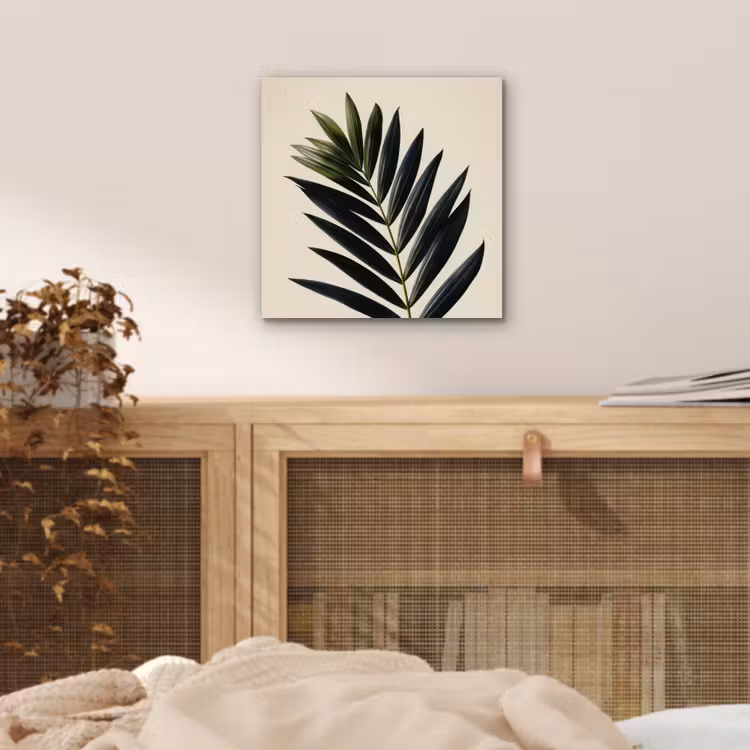 Palmblad - Donkere bladen - Subtiel aluminium wit klein -sfeer3