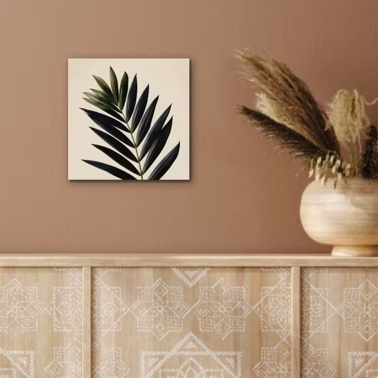 Palmblad - Donkere bladen - Subtiel aluminium wit klein -sfeer4