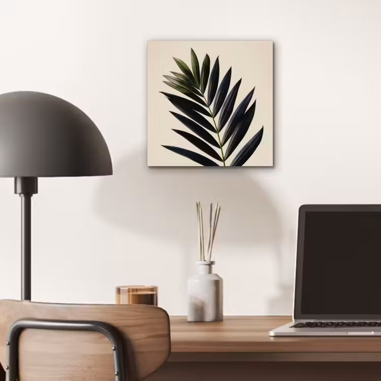 Palmblad - Donkere bladen - Subtiel aluminium wit klein -sfeer5