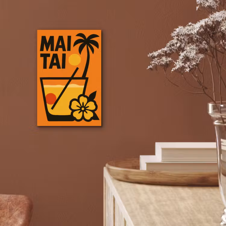 Palmboom - Bloem - Art - Drink aluminium wit klein -sfeer4