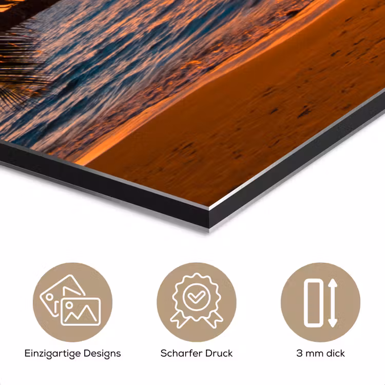 Palme - Sonnenuntergang - Horizont - Strand - Meer - Tropisch aluminium wit klein -closeup_DE