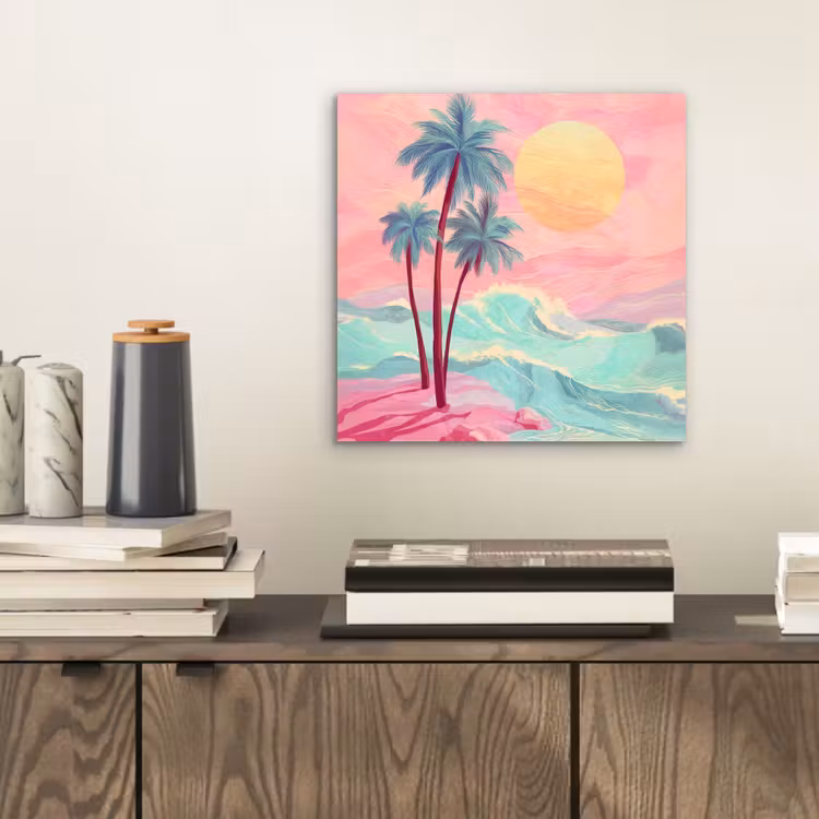 Palmbomen - Golven - Zee aluminium wit klein -sfeer1