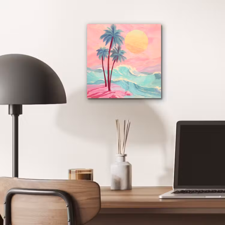 Palmbomen - Golven - Zee aluminium wit klein -sfeer5