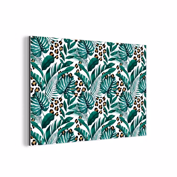 Palmblad - Panterprint - Tropical aluminium wit klein -3d