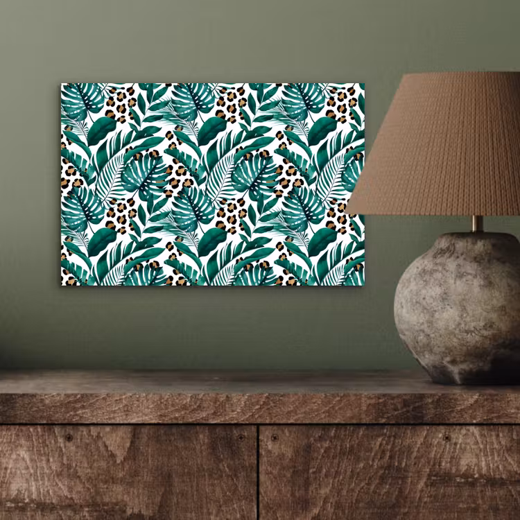 Palmblad - Panterprint - Tropical aluminium wit klein -sfeer2